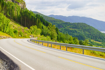 Road landscape in norwegian mountains