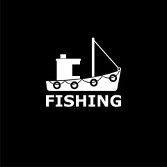 Fishing boat side view icon isolated on dark background
