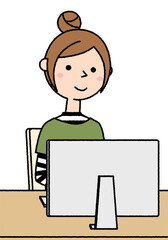 パソコンを操作する若い女性　ママ