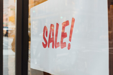 Sale sign in shop window