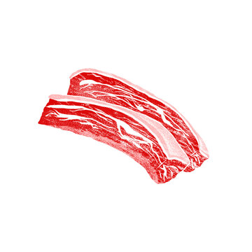 Illustration of fresh streaky pork, isolated on white background.