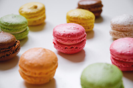 Isolated colorful macaroons