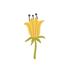 Fototapeta premium Cartoon vector flower yellow bell