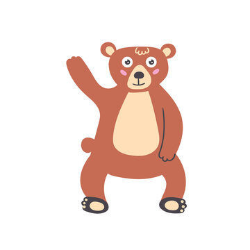 Cartoon vector bear waving paw