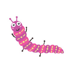 Vector cartoon insect cute caterpillar