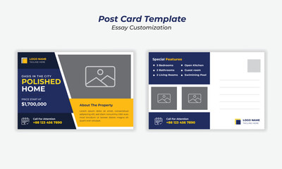 Real estate postcard template design, corporate postcard template