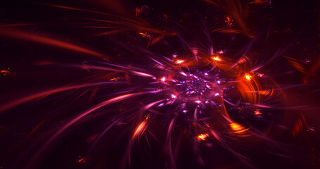 3D rendering abstract multicolor fractal light background