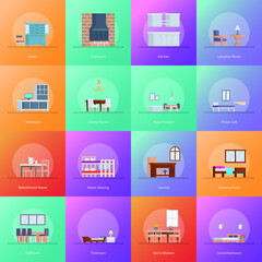 Collection Of Interior Design Room Types Icons 
