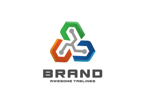 creative abstract Triangle Tech Logo Design Illustration