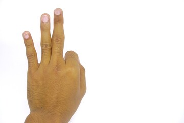 Hand gesture for ok or good job. Isolated on white background 