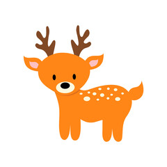 Cartoon cute deer. Vector illustration for children.