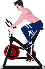 A man using fitness vertical bike for building his legs muscles