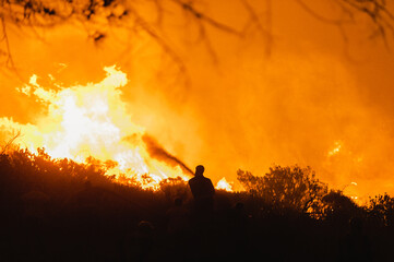 Fireman battling the elements