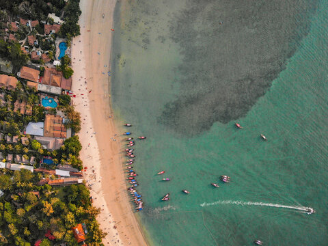 Aerial Drone Shot Of Railay Beach, Krabi, Thailand