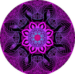 Purple, pink Mandala design with white background for website usage, print or wall art. 