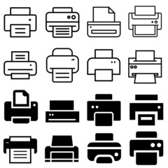 Printer icon vector set. copy machine illustration sing collection. copy symbol.