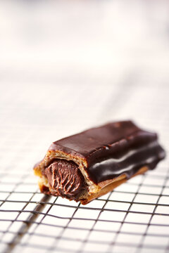 Bitten chocolate eclair