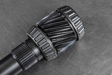 Engine and gearbox spare parts. Shiny gears for planetary gearbox.Metal  autotechnology background....
