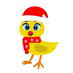 cute christmas animal in santa hat cartoon, character vector illustration	
