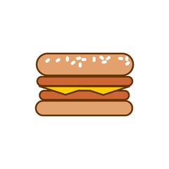 very delicious burger fast food cartoon illustration