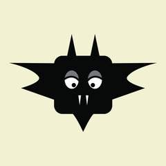 Square Bat Funny Cartoon Flatv