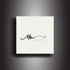 MM Signature style monogram.Calligraphic lettering icon and handwriting vector art.
