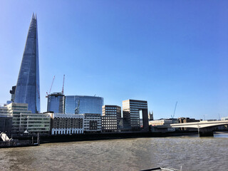 Fototapeta na wymiar A view of the River Thames and the Shard in London