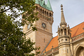 Fototapeta premium Bell tower of historical building in Braunschweig, Lower Saxony