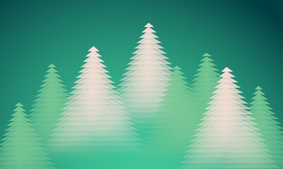 Abstract green background with lines, christmas tree, pine forrest. Green Pine forest, abstract background. Forest background, nature, landscape. Template for presentation, wallpaper, greeting card. 