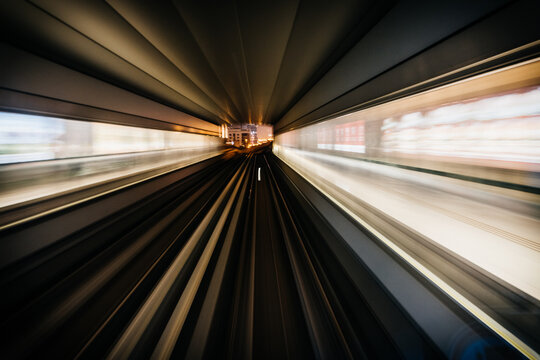 Speed and motion from fast train in Dubai