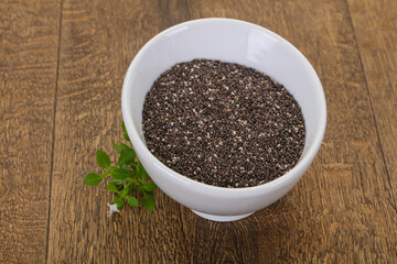 Dietary Chia seeds in the bowl