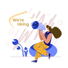 We Are Hiring Illustration, the concept of recruitment, can be used for landing pages, web, ui, banners, templates, backgrounds, flyer, posters, development
