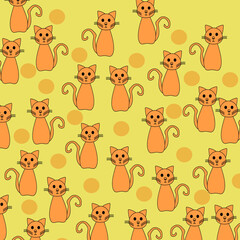 Sitting poses of Cute Cartoon cat seamless pattern vector.