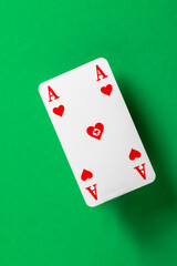 ace of hearts on green