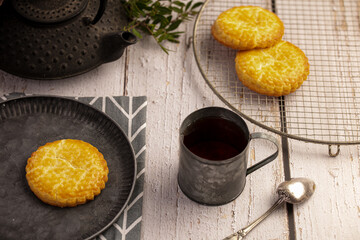 Cup of tea with biscuits