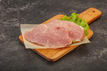 Raw pork steak for cooking