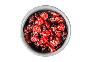 Cranberries in a bowl isolated on white background