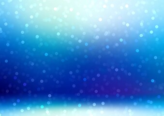 Xmas magical night illumination in blue room 3d illustration. Boke pattern. Festive background.