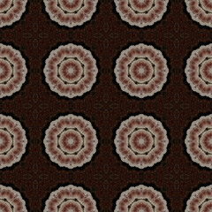 Mosaic seamless pattern with floral ornament and kaleidoscope effect. Texture for textile or home interior decor.