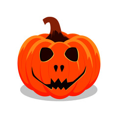 Halloween pumpkin with happy face on white background. Vector Illustration