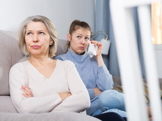 Adult daughter quarreled with her mother. High quality photo