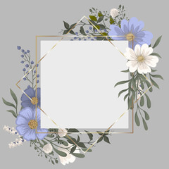 Floral border background - light blue flowers