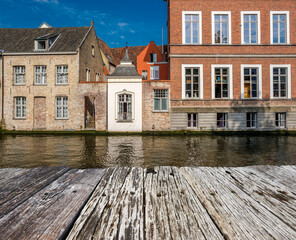 Bruges (Brugge) cityscape with water canal