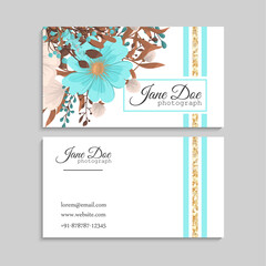 Flower business cards mint green