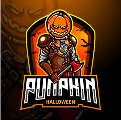 Pumpkin helloween esport logo mascot design