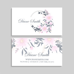 Fototapeta na wymiar Flower business cards pink flowers