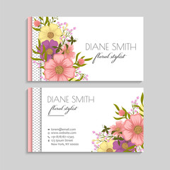 Flower business cards pink flowers