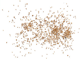 Heap of organic natural sesame seeds over isolated on white background