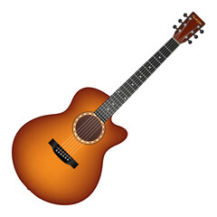 Fototapeta premium Acoustic guitar isolated on white, 3d vector illustration 