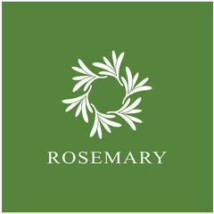 rosemary leaf vector logo illustration template